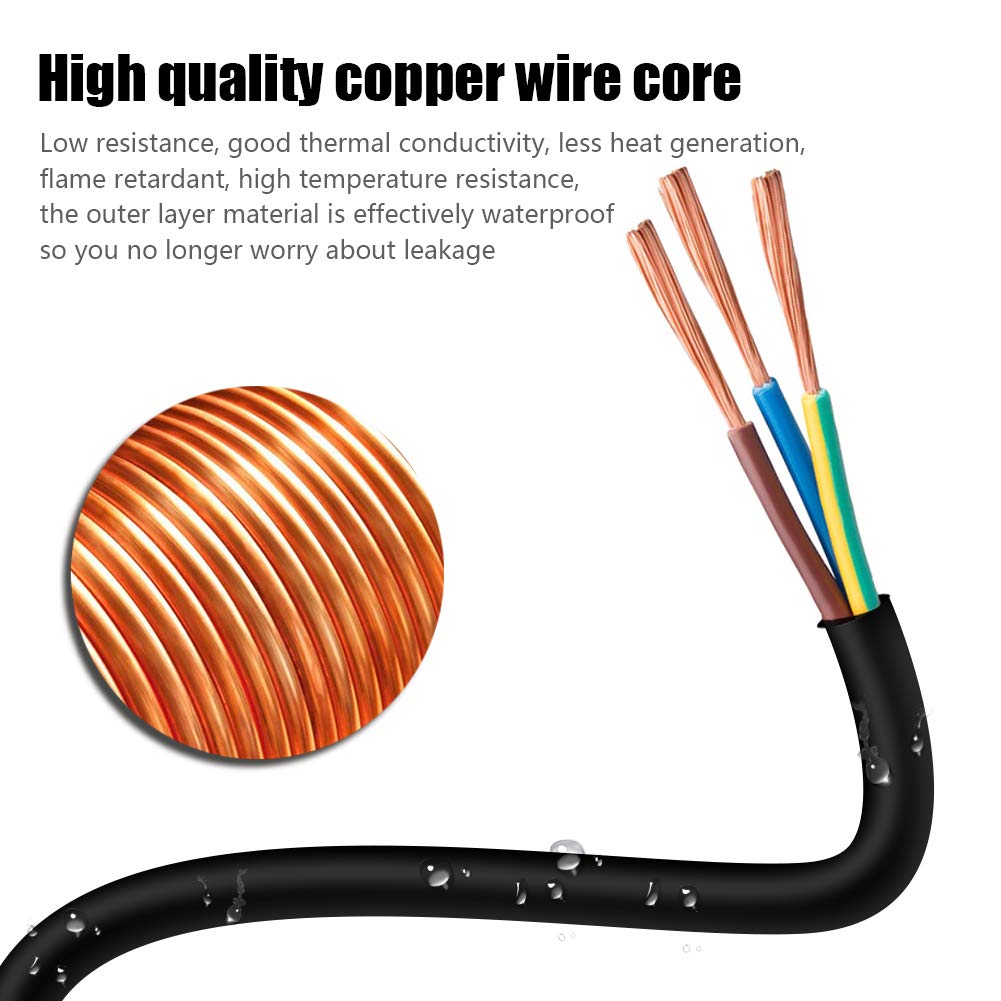 3FT 12/3 Outdoor Extension Cord, Heavy Duty 3-Outlet SJTW Indoor/Outdoor Three-Prong Power-Cord 12-Gauge Grounded 15-Amp 1875 Watts