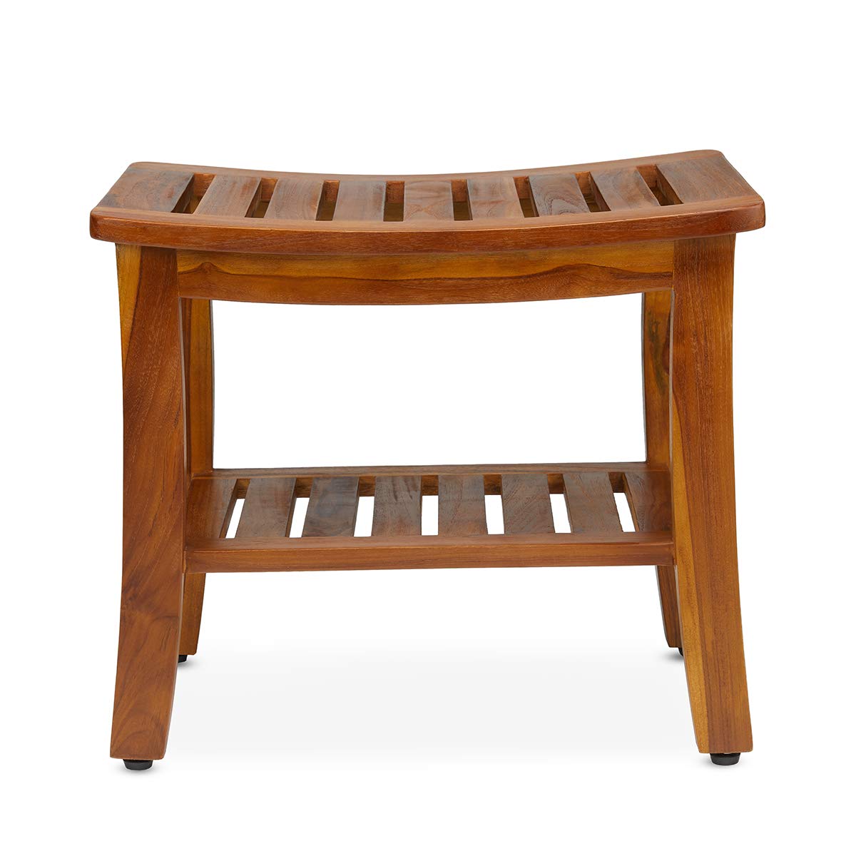 Teak Shower Bench 21 Inch, Fully Assembled Wood Bath Stool for Shower & Spa, The Hermod