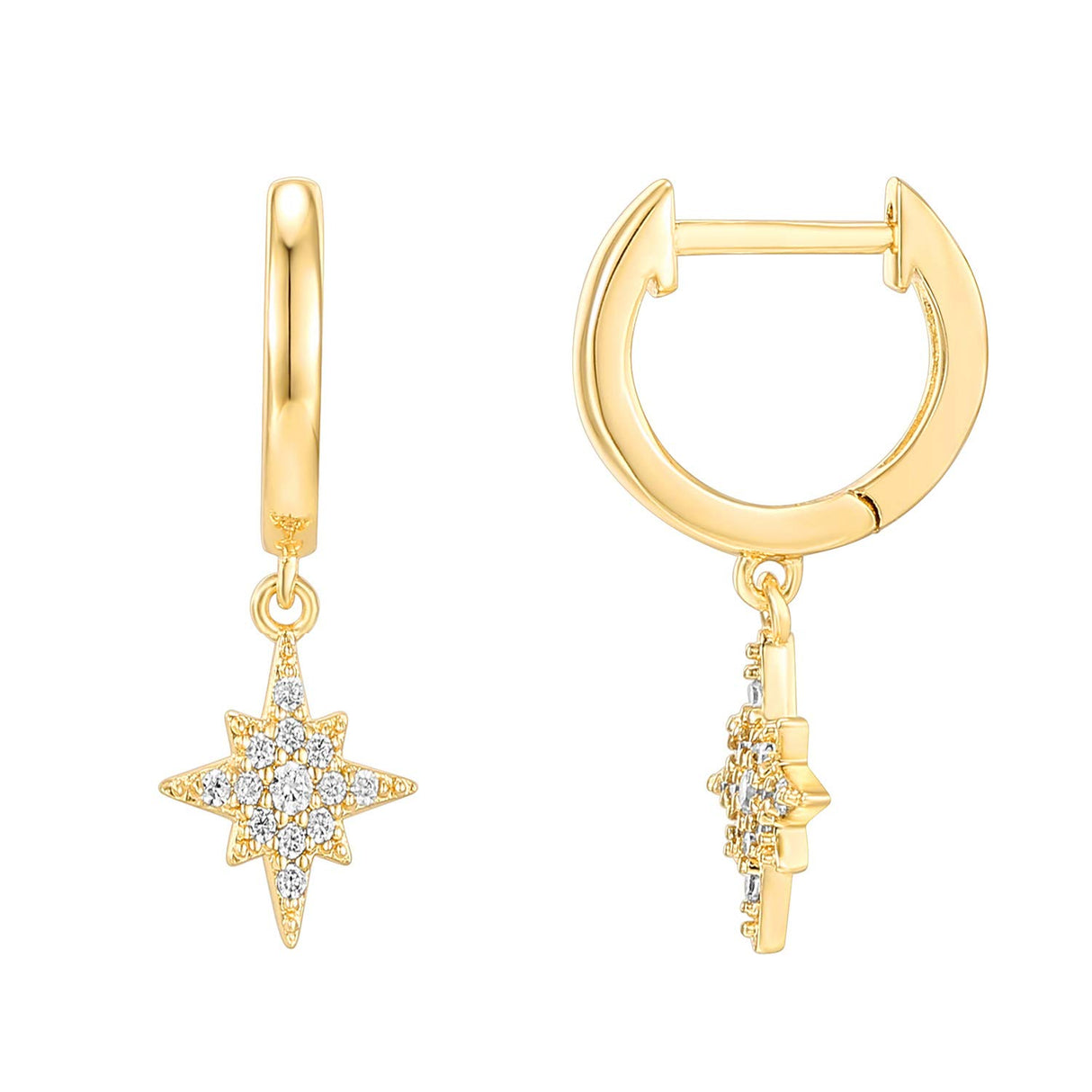 PAVOI Dainty Huggie Earrings, 925 Silver, Yellow Gold, Size 13 Millimeters