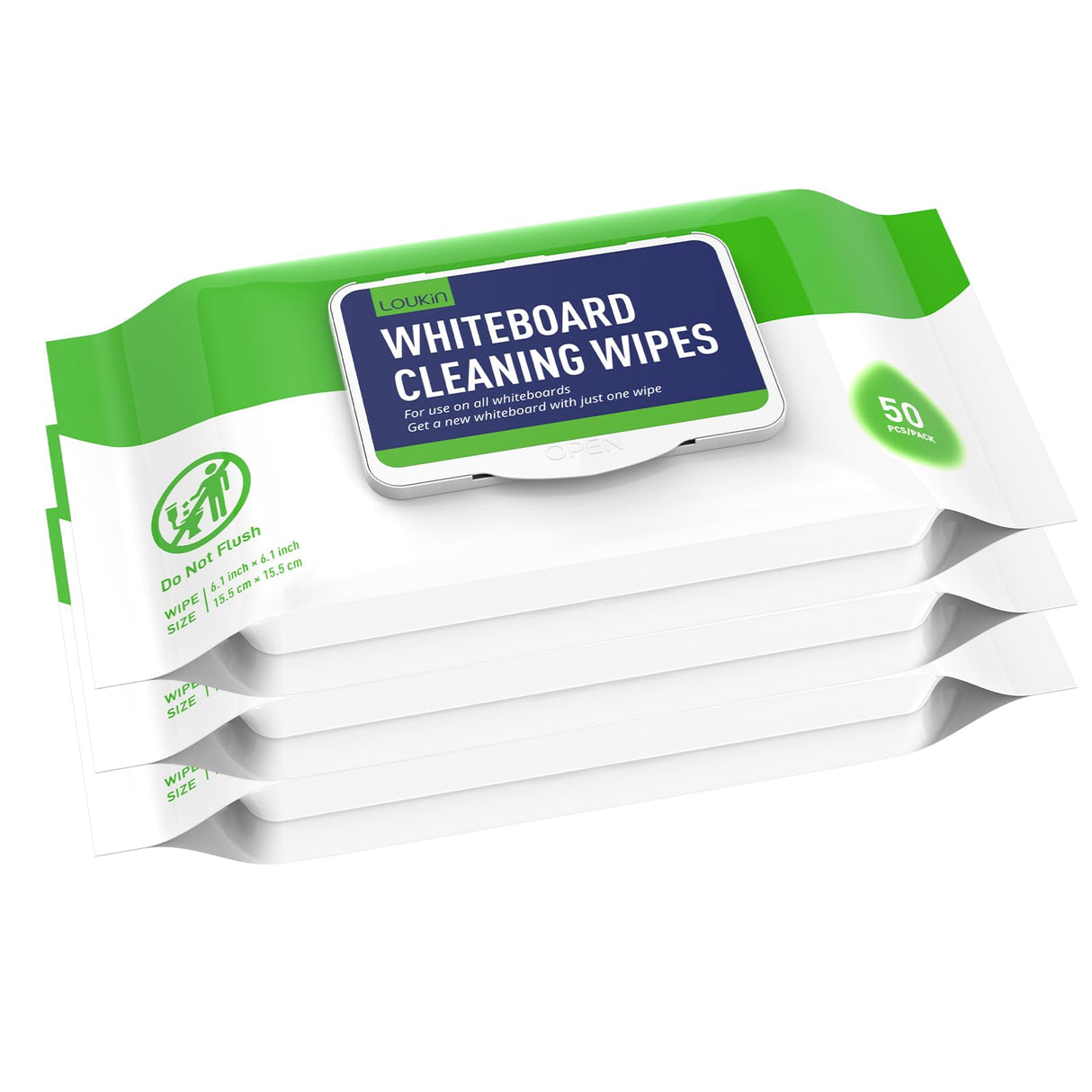 loukin Dry Erase Wipes, Whiteboard Cleaning Wipes, Non-Toxic Cleaning Wipes for Whiteboard, 3 Pack, 50 Wipes Per Pack
