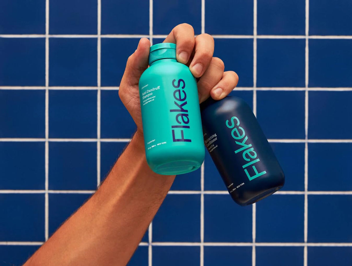 Flakes Anti-Dandruff Shampoo and Conditioner Set for Men | Dry, Flaky, & Itchy Scalp Relief | Sulfate and Paraben Free for Healthy Hair | Gentle, Hydrating Shampoo & Moisturizing Conditioner | 9 fl oz
