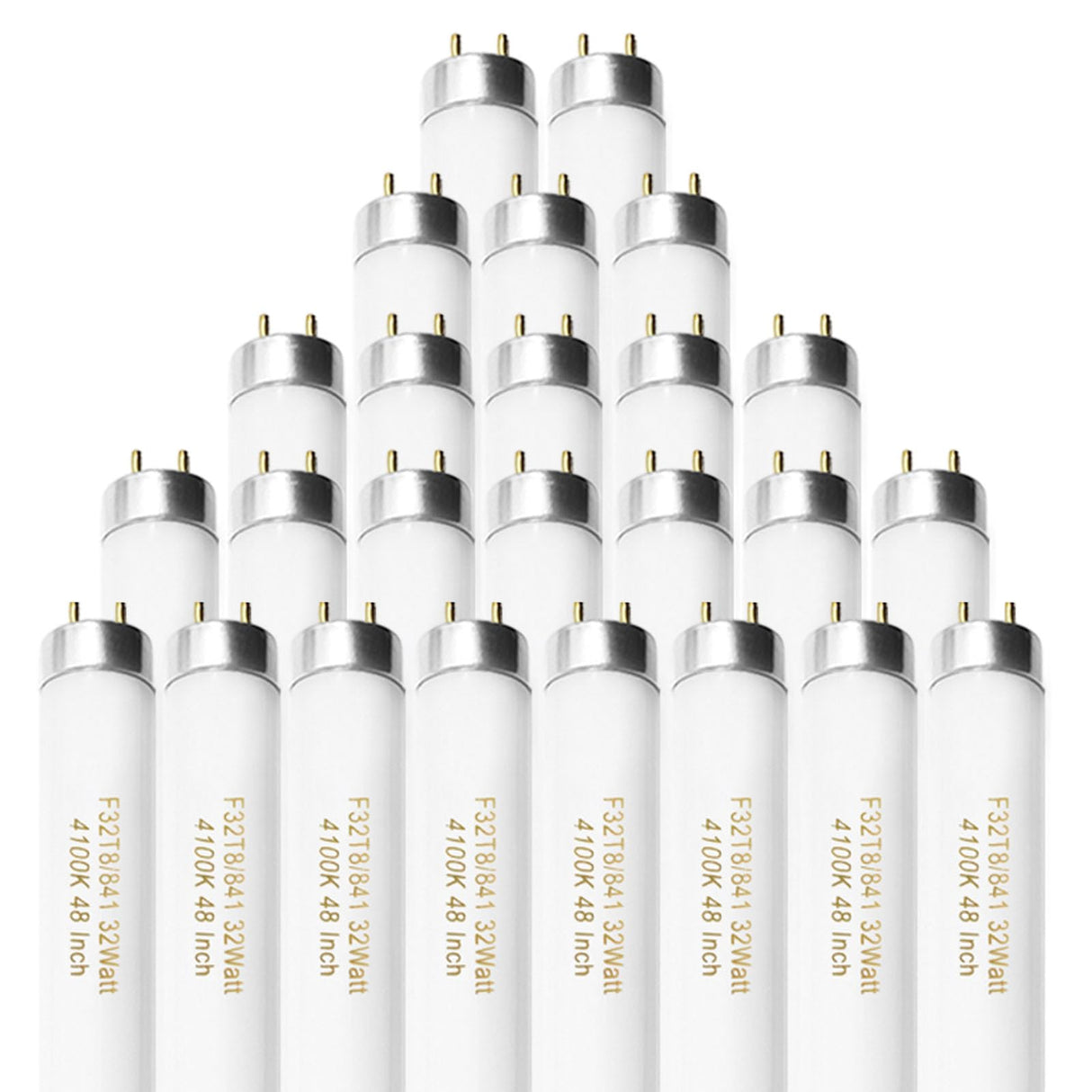 Konideke 25 Pack F32T8/841 Fluorescent Tube 48 Inch, T8 Fluorescent Light Bulb 4 Foot 32 Watt 4100K Cool White 2600 Lumens G13 Base
