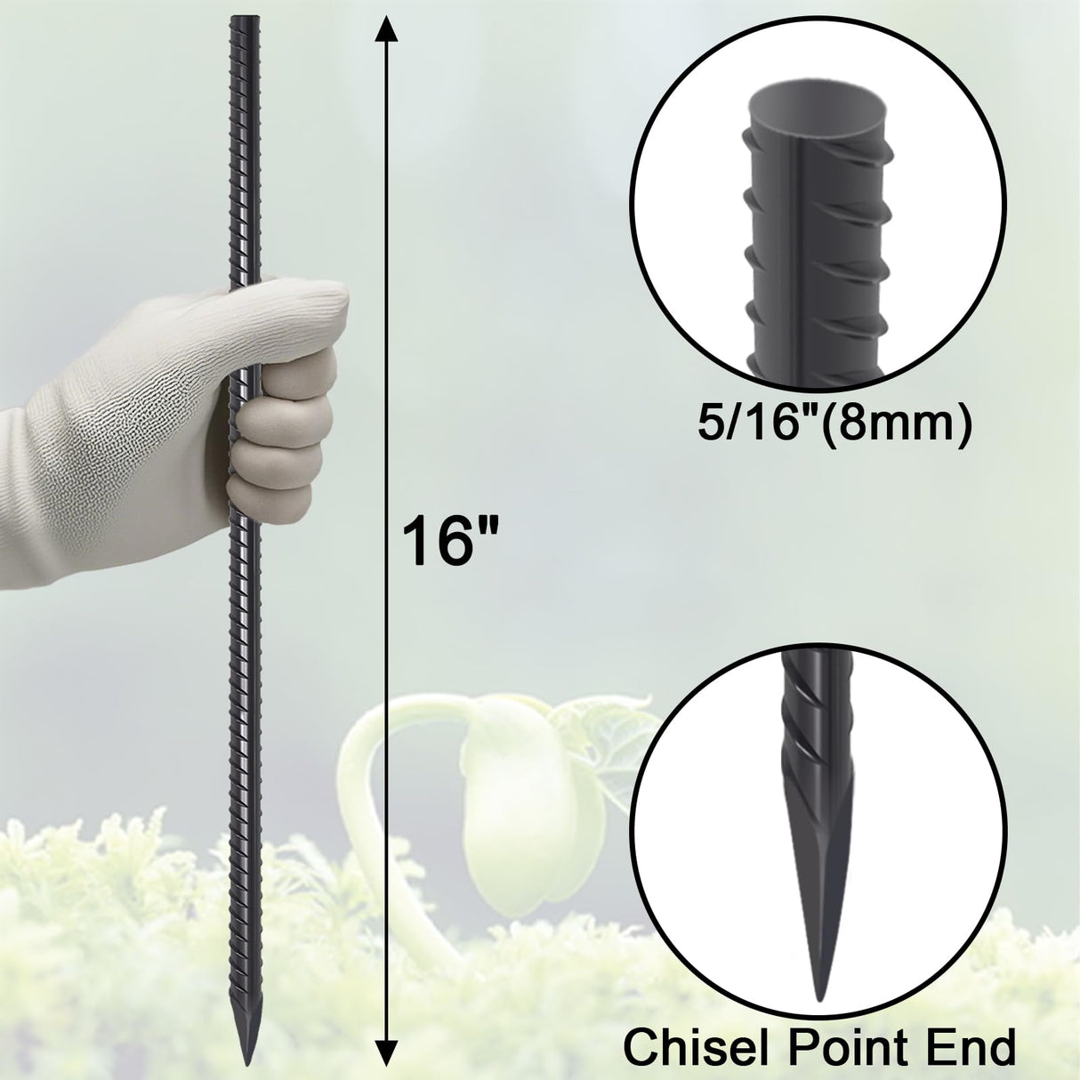 VVOKGO Straight Rebar Stakes 16 Inch Metal Ground Concrete Form Stakes