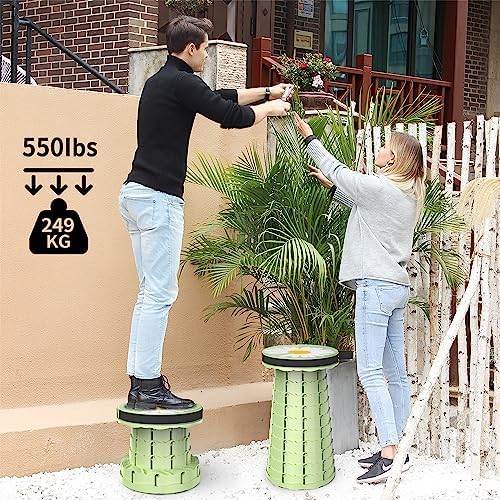 ALEVMOOM Upgraded Telescoping Collapsible Stool with Cushion, Folding Stool with Printing Portable Retractable Foldable Seat Max Load 550lbs for Adults Camping Fishing Outdoor (Daisy)