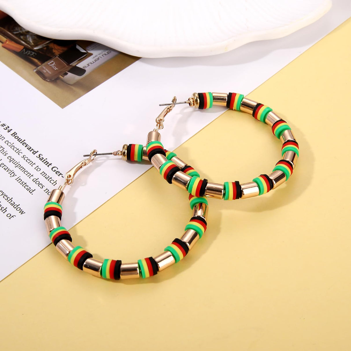 African Earrings Juneteenth Earrings for Black Women Red Black Yellow Green African Hoop Earring Black History 1865 Earring Ethnic Africa Hoop Independence Day Jewelry(B)