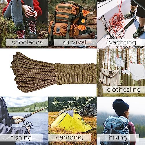 TECEUM 5/32" Paracord Rope 1000 – 1000ft / 200ft / 100ft / 50ft – Tactical Parachute Cord 4mm – 45+ Colors – Nylon String for Survival & Camping Gear – Stripe Cord for Survival – Utility Rope