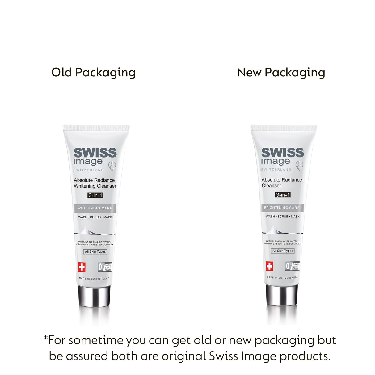 SWISSIMAGE Whitening Care - Absolute Radiance Whitening 3 in 1 Face Wash, Scrub & Mask - Natural Ingredients - Paraben and Phthalate-free - 100ml