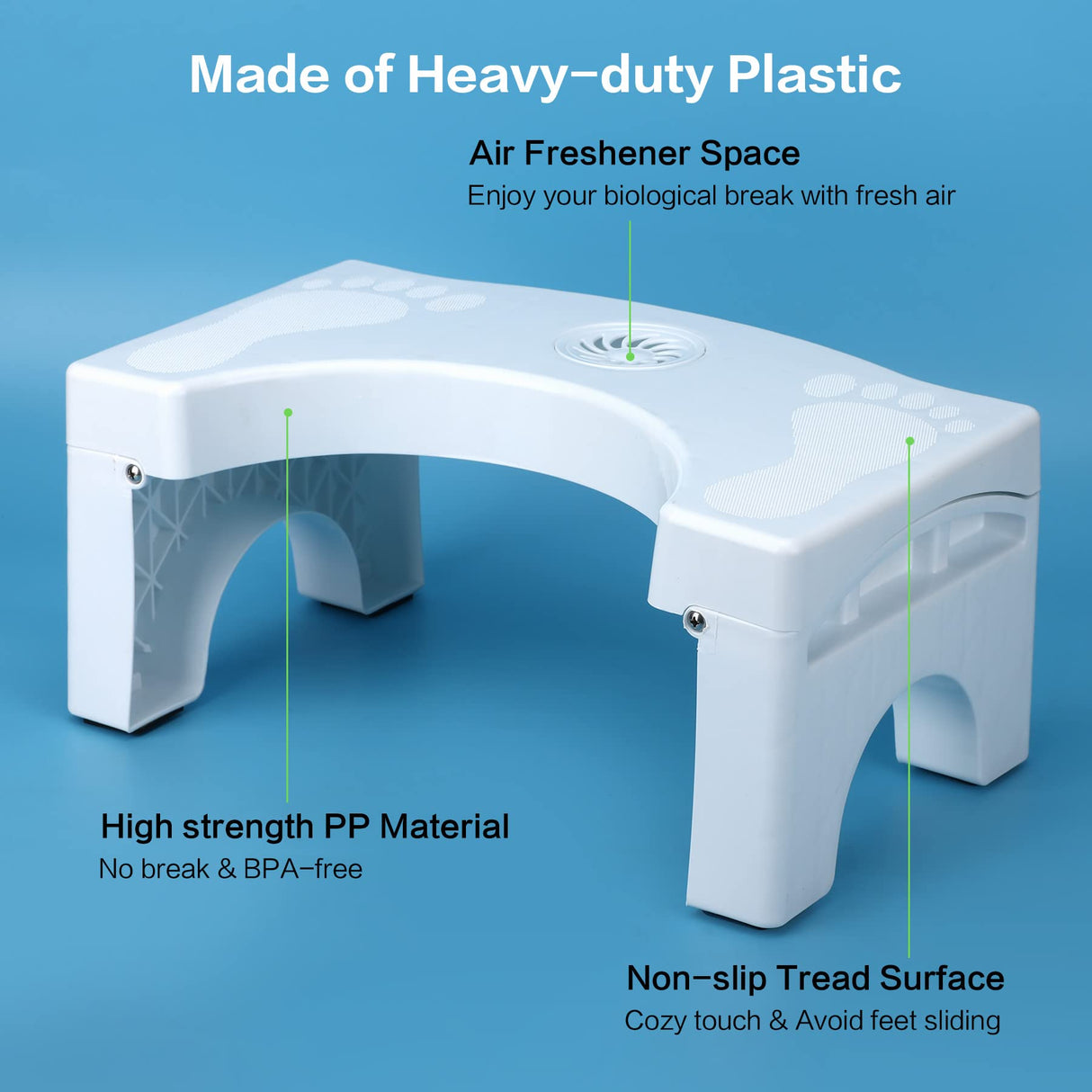 Foldable Toilet Potty Stool for Adults, 7" Heavy Duty Portable Squatting Poop Foot Stool with Freshener Space, Bathroom Non-Proof Toilet Assistance Step Stool fits 14"-16" Standard Toilets