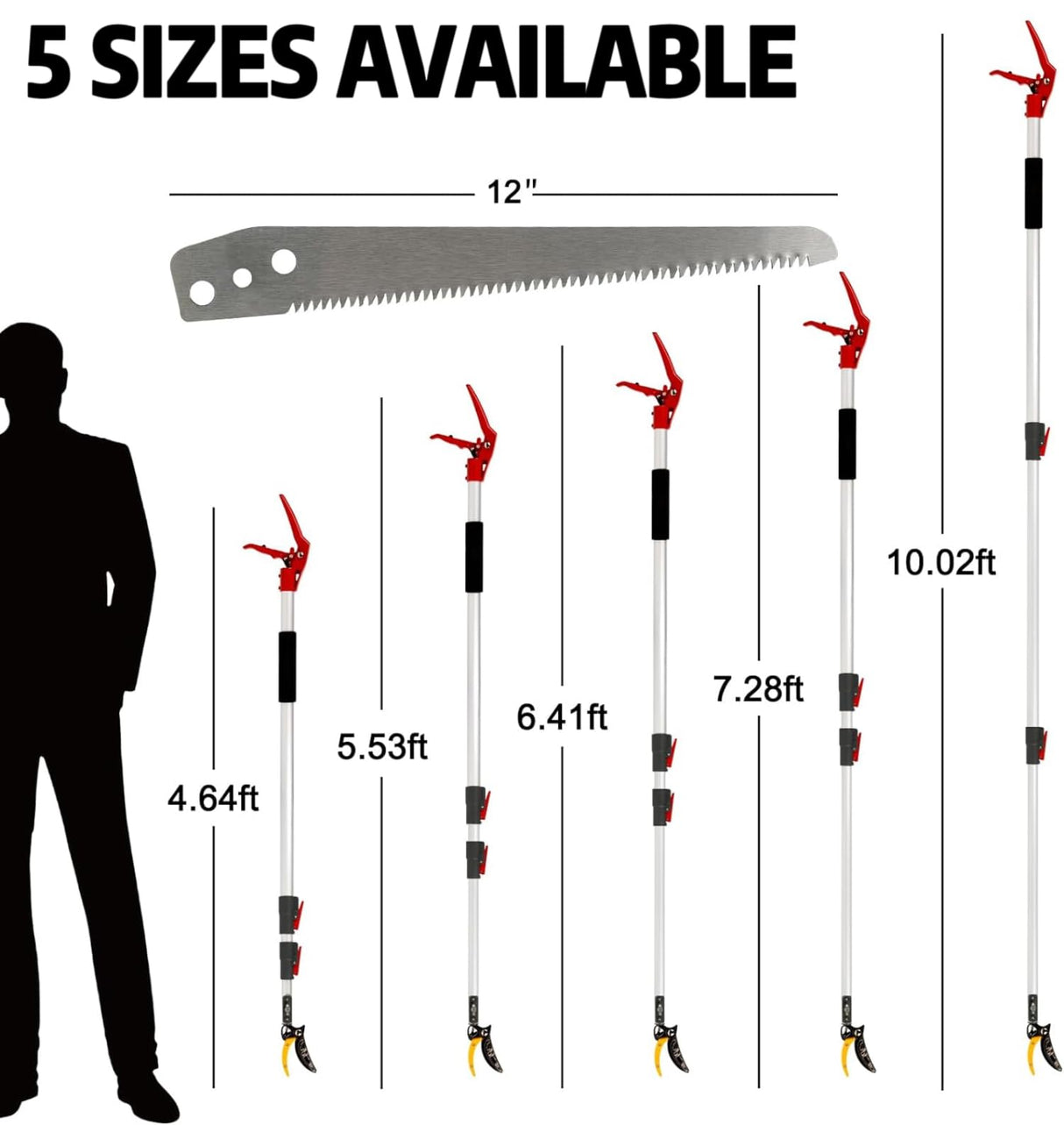 4.6-10 Ft Tree Trimmers Long Handle Pruner with Long Reach Tree Pruner Saw