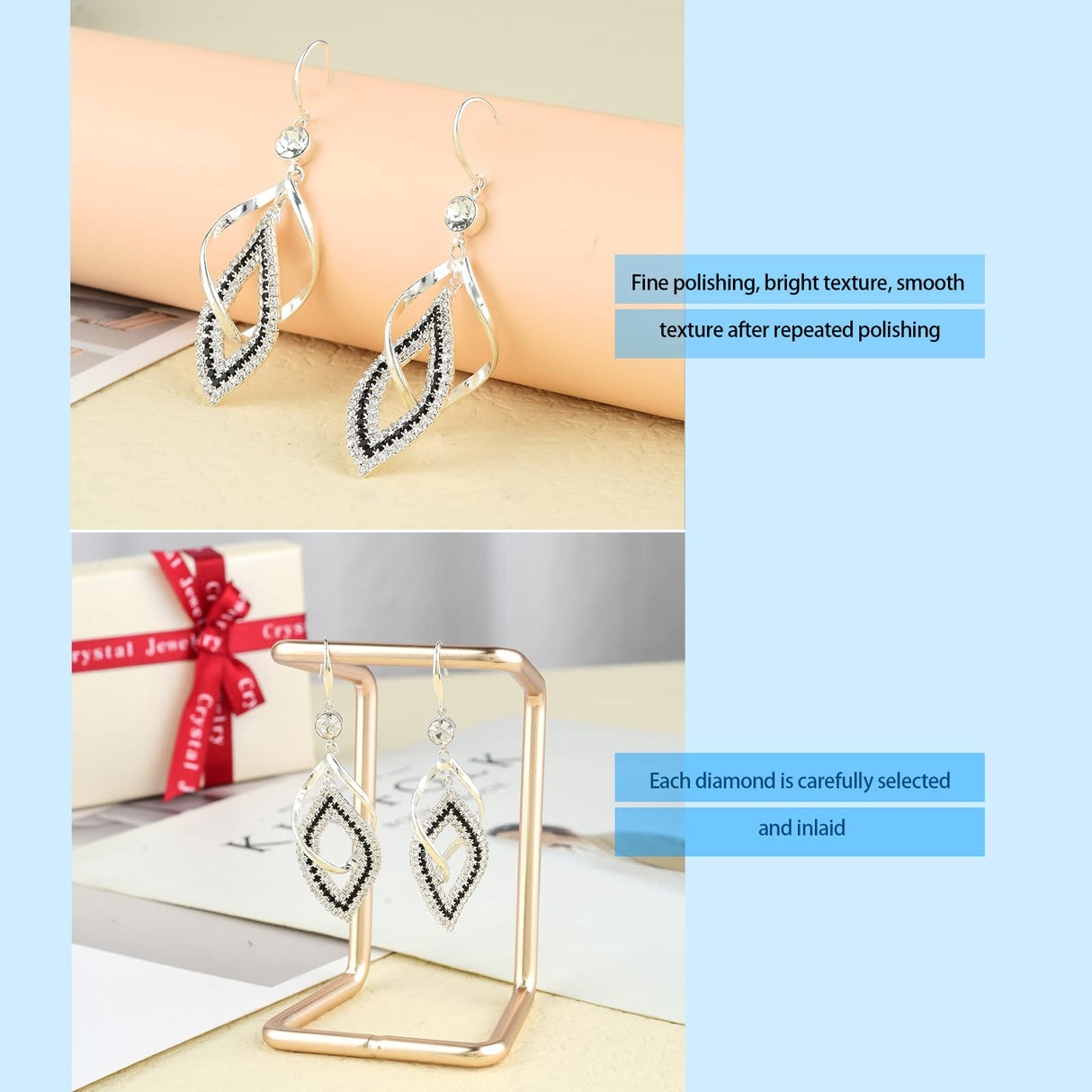 Bohemian Long Drop Dangle Earrings for Women, Chic Boho CZ Wedding Jewelry