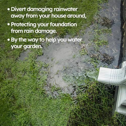 Gutter Downspout Extensions, NAACOO Upgraded 12x12in Catch Basin Low Profile Downspout Extender | No Deep Dig French Drain, Flexible Pipe Extension to 8.2ft, Protect House Foundation.