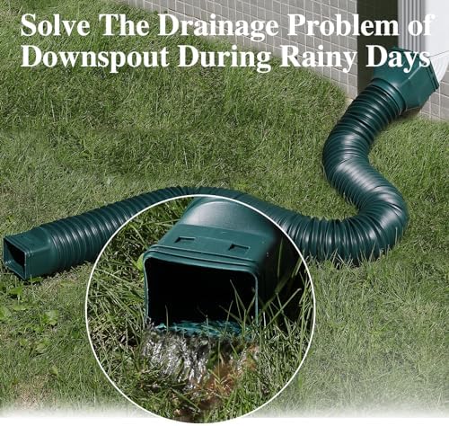 1 Pack Flexible Gutter Downspout Extensions Extendable from 21" to 67", Downspout Extender Comes with Adapters, Thickened Down spout Drain Extension for Rainwater Drainage(Green)