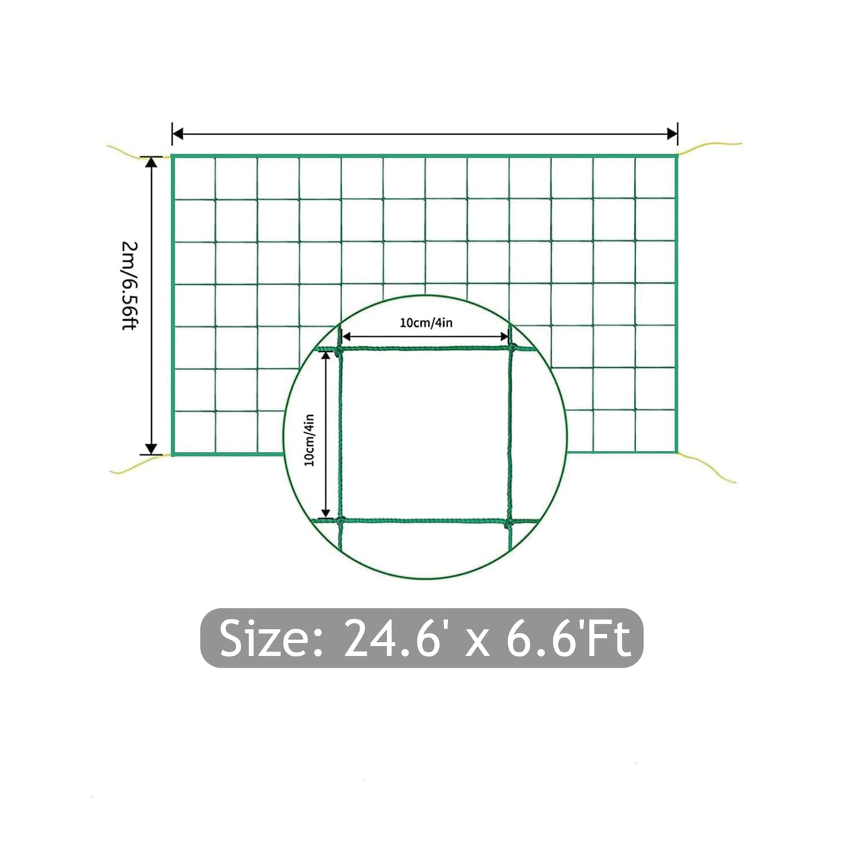 HOECMRHP Trellis Netting, Heavy-Duty Garden Grow Netting for Climbing Plants, Outdoor Indoor Net for Cucumber, Tomatoes, Beans, Clematis, Fruits & Vegetables, Climbing Vining Plants (24.6' x 6.6'Ft)