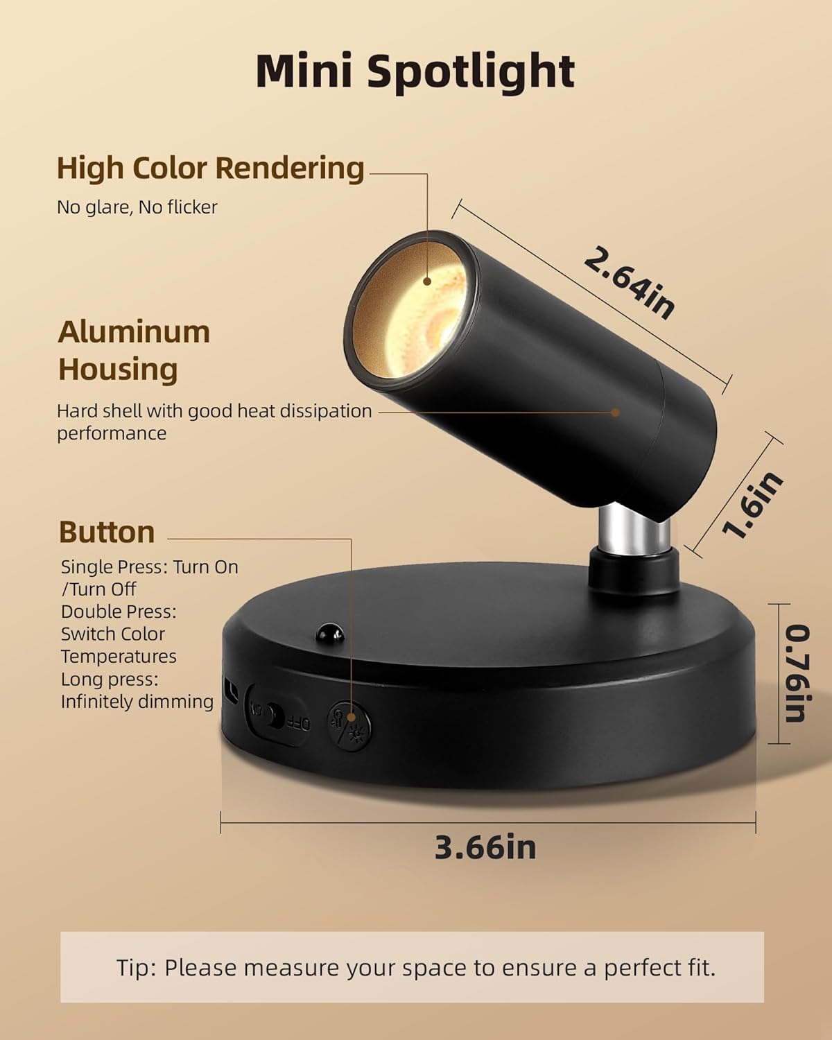 EZVALO Spotlights Indoor with Remote, 5500mAh Rechargeable Picture Lights, Wireless LED Uplighting with Timer&Dimmable, 3CCT, Display Lights for Plant Painting, Artwork, Accent Lighting (2Pack-Black)