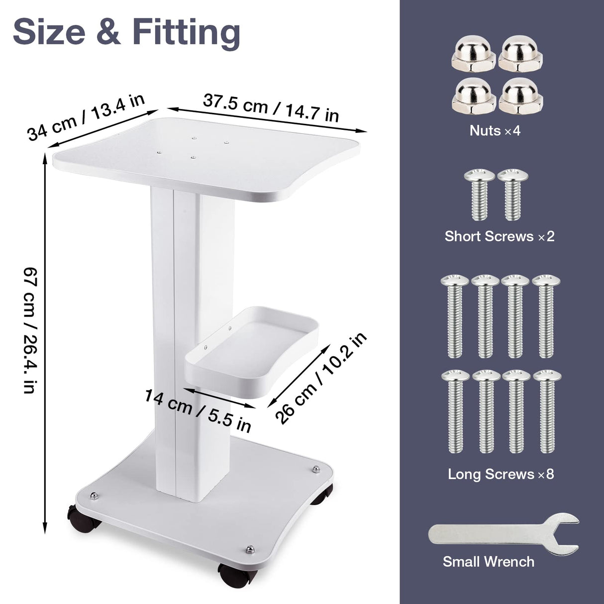 Esthetician Trolley Cart with Wheels, Aluminum Salon Spa Beauty Machine Trolley Stand, Load 135Lbs, 3 Tier Beautician Rolling Cart Esthetician Machine Mobile Handcart for Beauty Instrument Storage