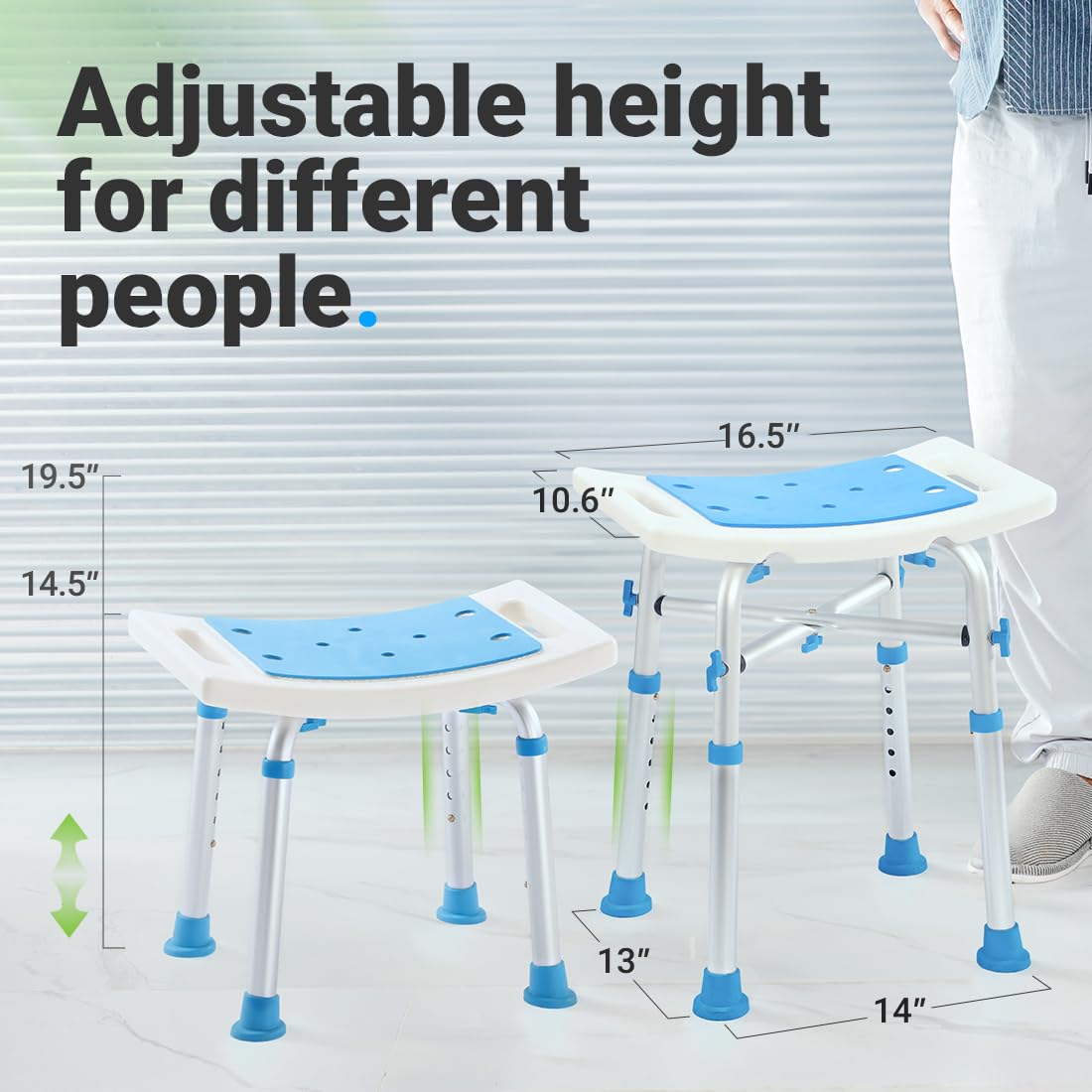 Bariatric Shower Chair 500lbs,Padded Shower Stool for Inside Shower,Shower Bench with 6 Height Adjustable Tube,FSA/HSA Eligible