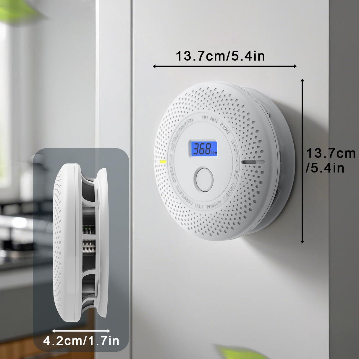 Smoke and Carbon Monoxide Detector, 2 in 1 Smoke Detector, LED Warning Light Indicators, 10 Year Battery (White), 4 Pack