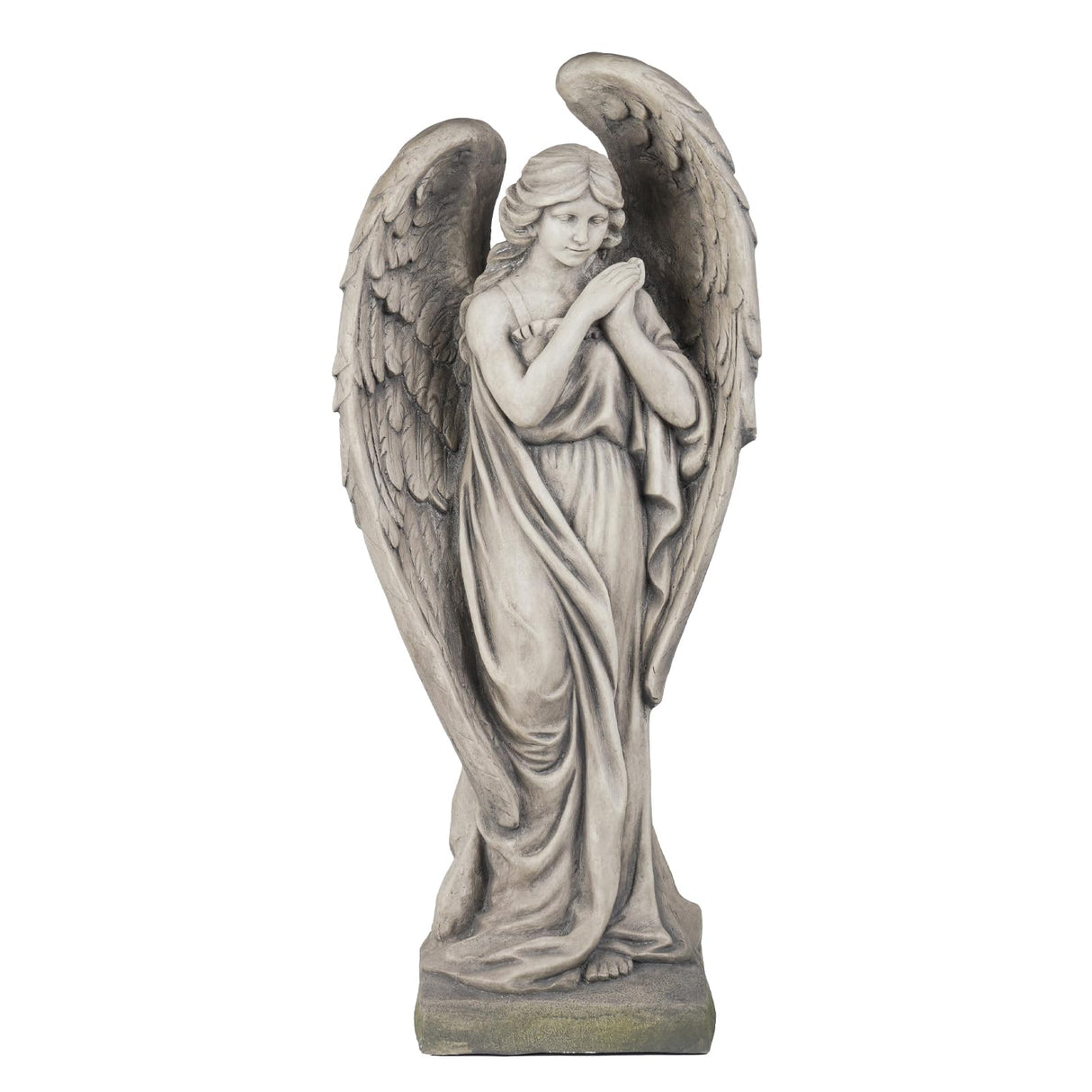 Outdoor Statues Angel Décor Garden Statue - 34 inch Large Garden Angels Outdoor Religious Statues Catholic Resin Concrete Finish Yard Patio Deck Home Entryway Hallway Sculpture 13.7*9.8*34 Inch