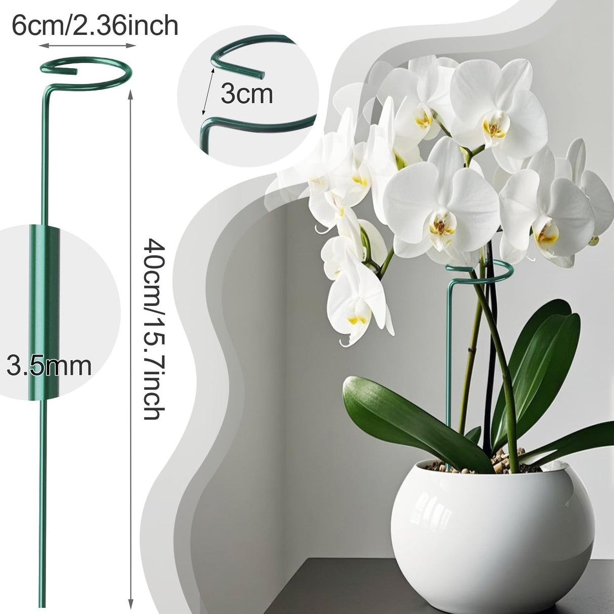Fabulas 24 Pack Plant Support Stakes, 16 Inch Metal Garden Plant Stakes Single Stem Support Rings for Indoor Outdoor Amaryllis, Flowers Orchid, Lily, Peony, Rose, Tomato, Monstera, Narcissus