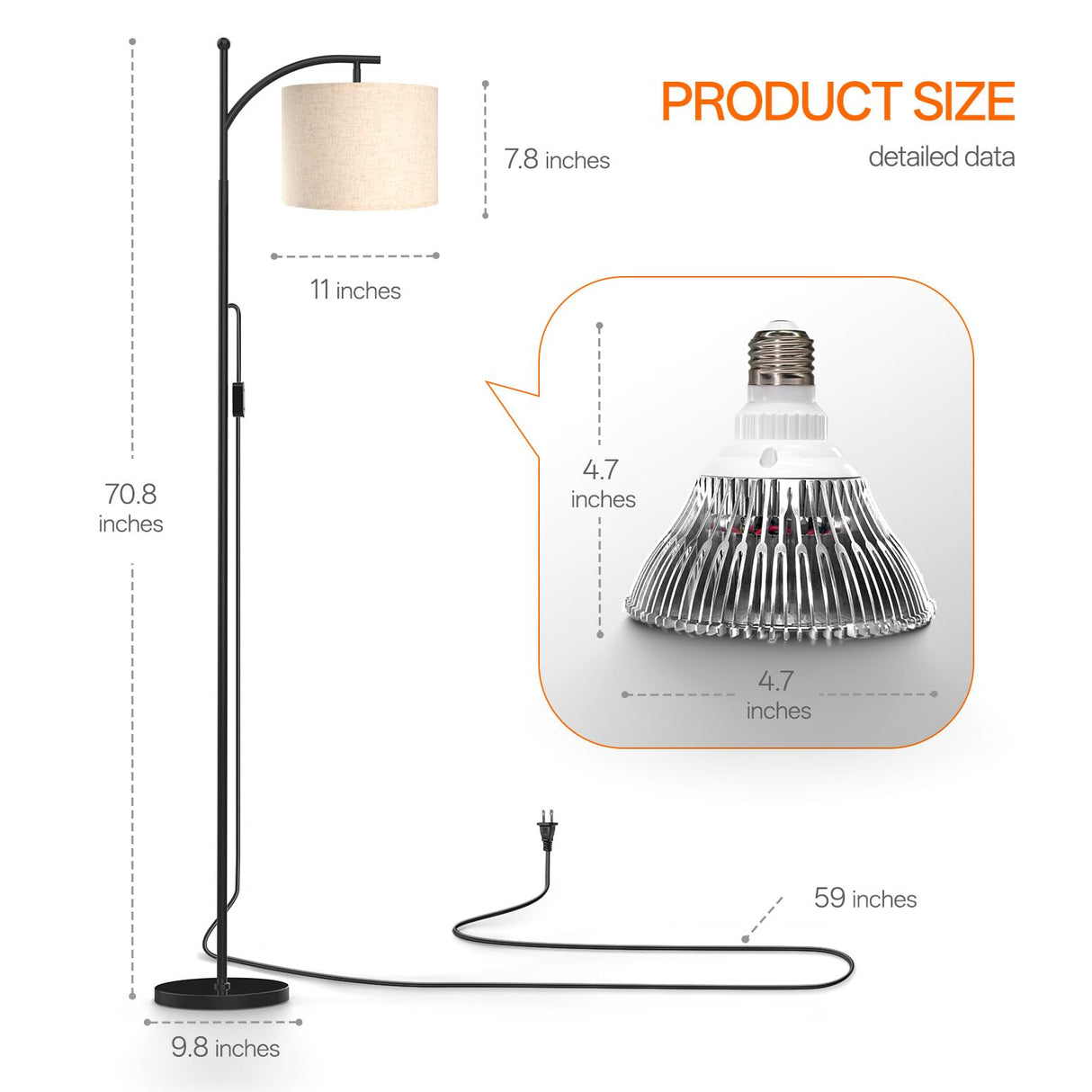 Bstrip 70.8″ Tall Grow Lights for Indoor Plants, 3000K Full Spectrum Plant Light with Stand, Auto On/Off Timer & Adjustable Angle, 25W Non-Dimmable LED Lamp for Plant Growth