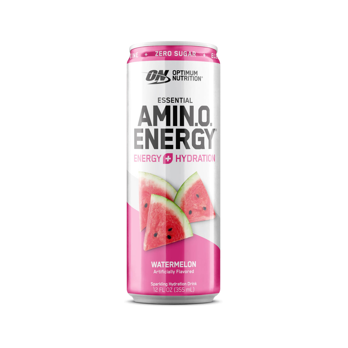 Optimum Nutrition Amino Energy Sparkling Hydration Drink, Electrolytes, Caffeine, Amino Acids, BCAAs, Sugar Free, Watermelon, 12 Fl Oz, (Packaging May Vary),12 Count (Pack of 2)