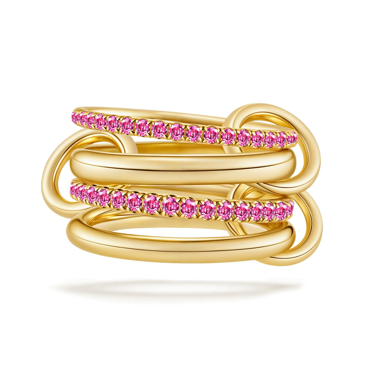COLOYAN 18K Gold Plated interlocked Stackable Rings for Women Non Tarnish