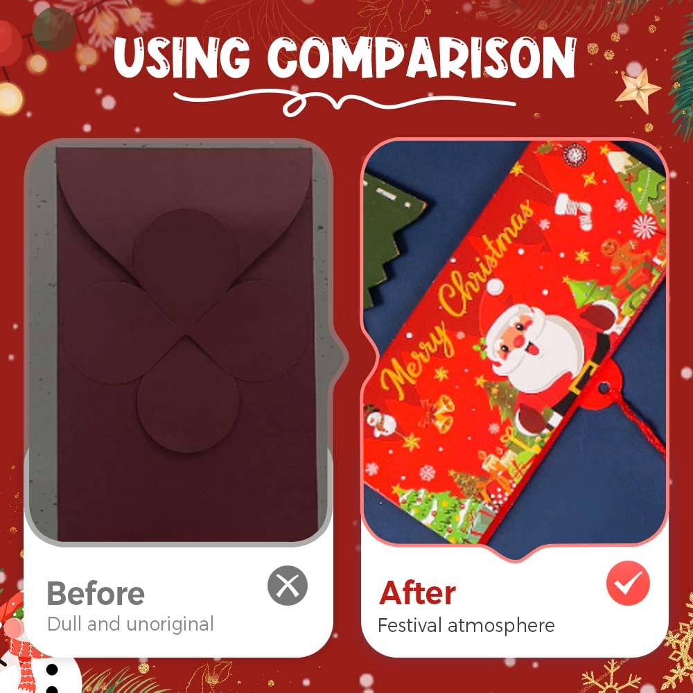 Christmas Cash Gift Envelope, 2025 New Christmas Money Holders with 10 Slots for Cash, Surprise Money Envelopes Gift Card Women Men Girls Boys Birthday Holiday (Red-3 pack)