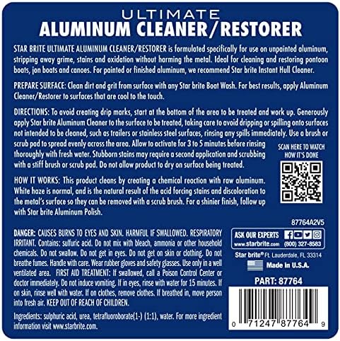 STAR BRITE Ultimate Aluminum Cleaner & Restorer - Aluminum Boat Cleaner - Perfect for Pontoon Boats, Jon Boats & Canoes 64 OZ With Sprayer (087764)
