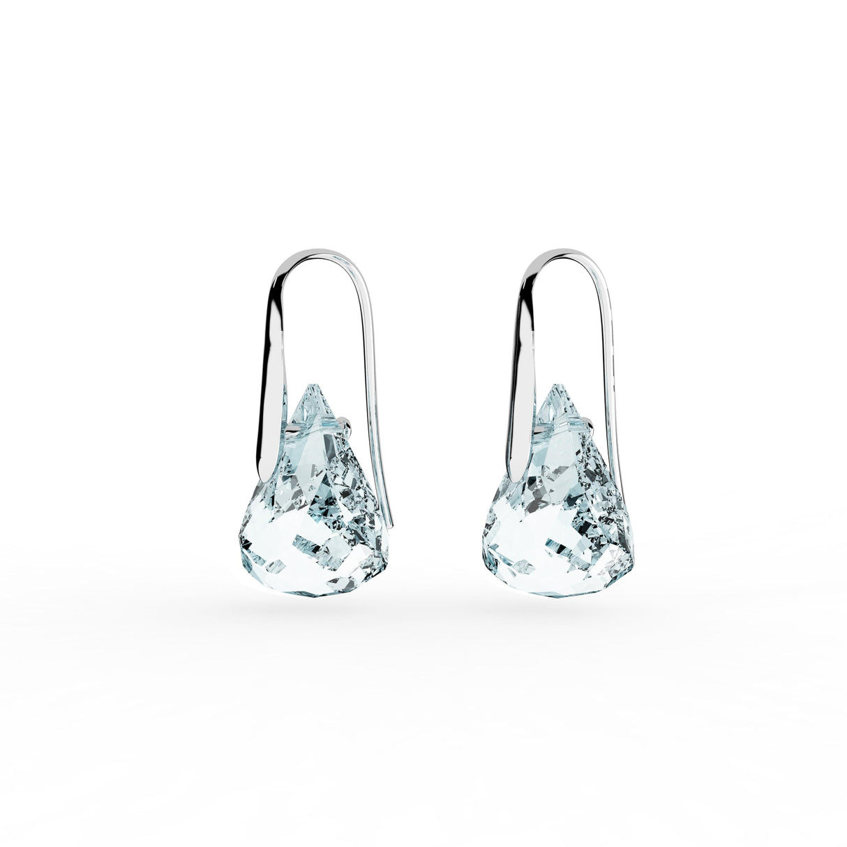 Swarovski Lunar drop earrings, Blue, Rhodium finish