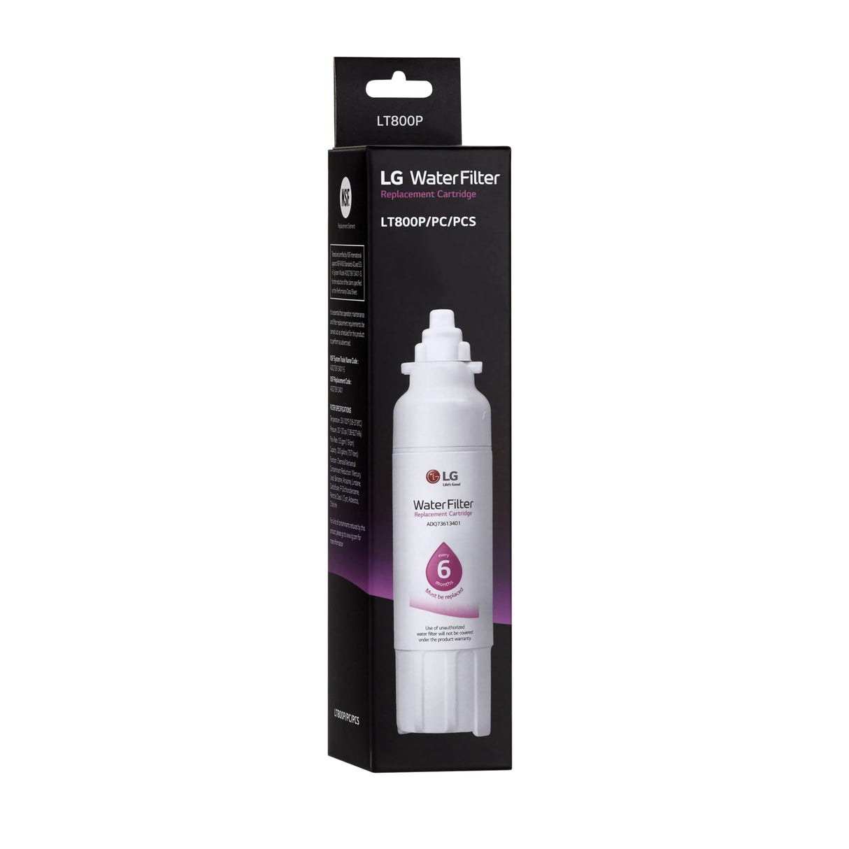 LG LT800P- 6 Month / 200 Gallon Capacity Replacement Refrigerator Water Filter (NSF42 and NSF53) ADQ73613401, ADQ73613408, or ADQ75795104, White