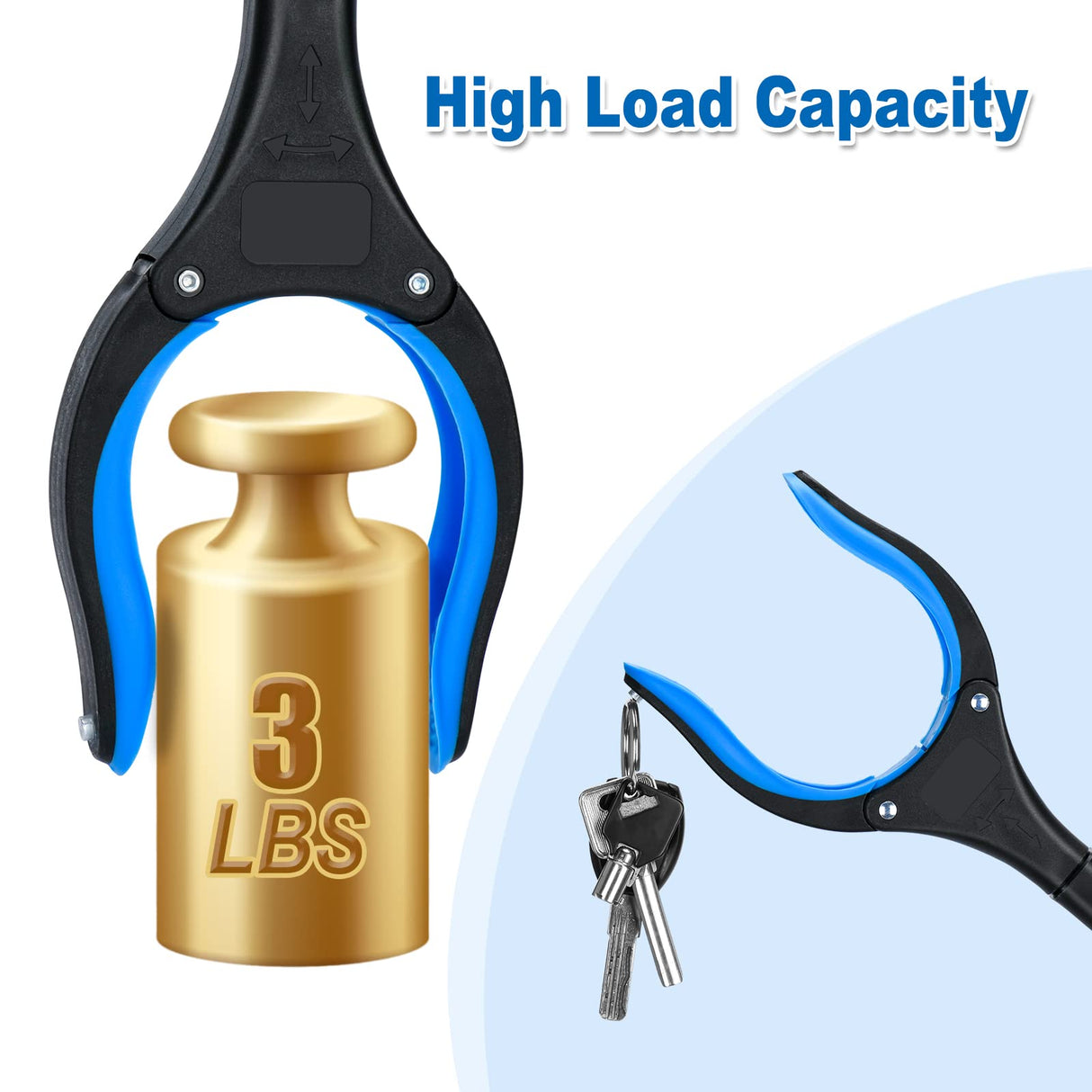 2-Pack Grabber Reacher Tool,32 Inch Foldable Reacher Grabber Pickup Tool with Strong Grip Magnetic,360°Rotating Anti-Slip Jaw,Trash Claw Grabber Tool,Grabbers for Seniors for Outdoor & Indoor (Blue)