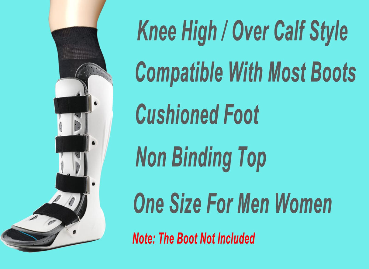 VEIGIKE Walking Boot Socks Replacement Sock Liner for Orthopedic Walker Brace,Tube Socks Under Air Cam Walkers and Fracture Boot Cast Surgical leg Cover Black 2 Pairs