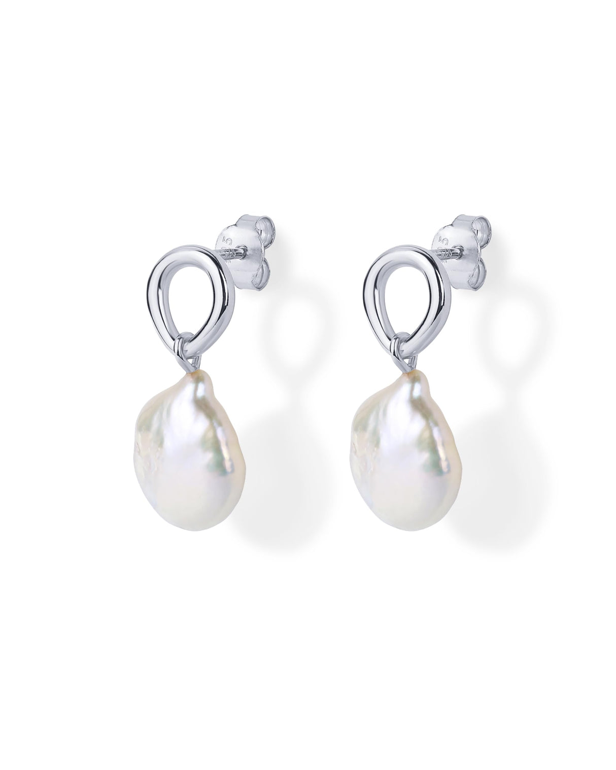 PAVOI 925 Sterling Silver Pearl Statement Wedding Drop Earrings, White Gold