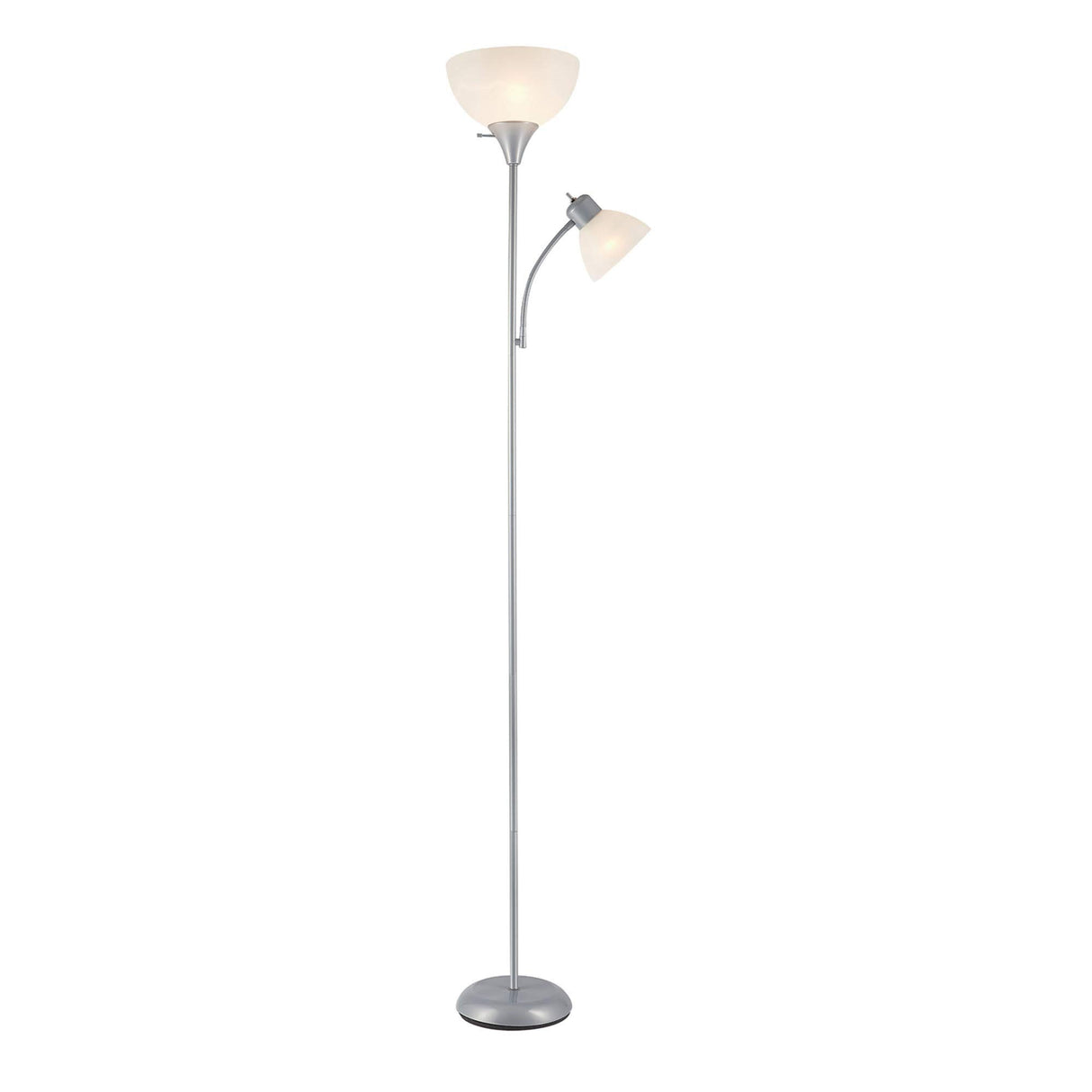 Globe Electric 67135 72" Floor Lamp with Adjustable Reading Light, Bright, Easy-to-Assemble Torchiere for Bedroom, Living Room & Office - Space-Saving Slim Design