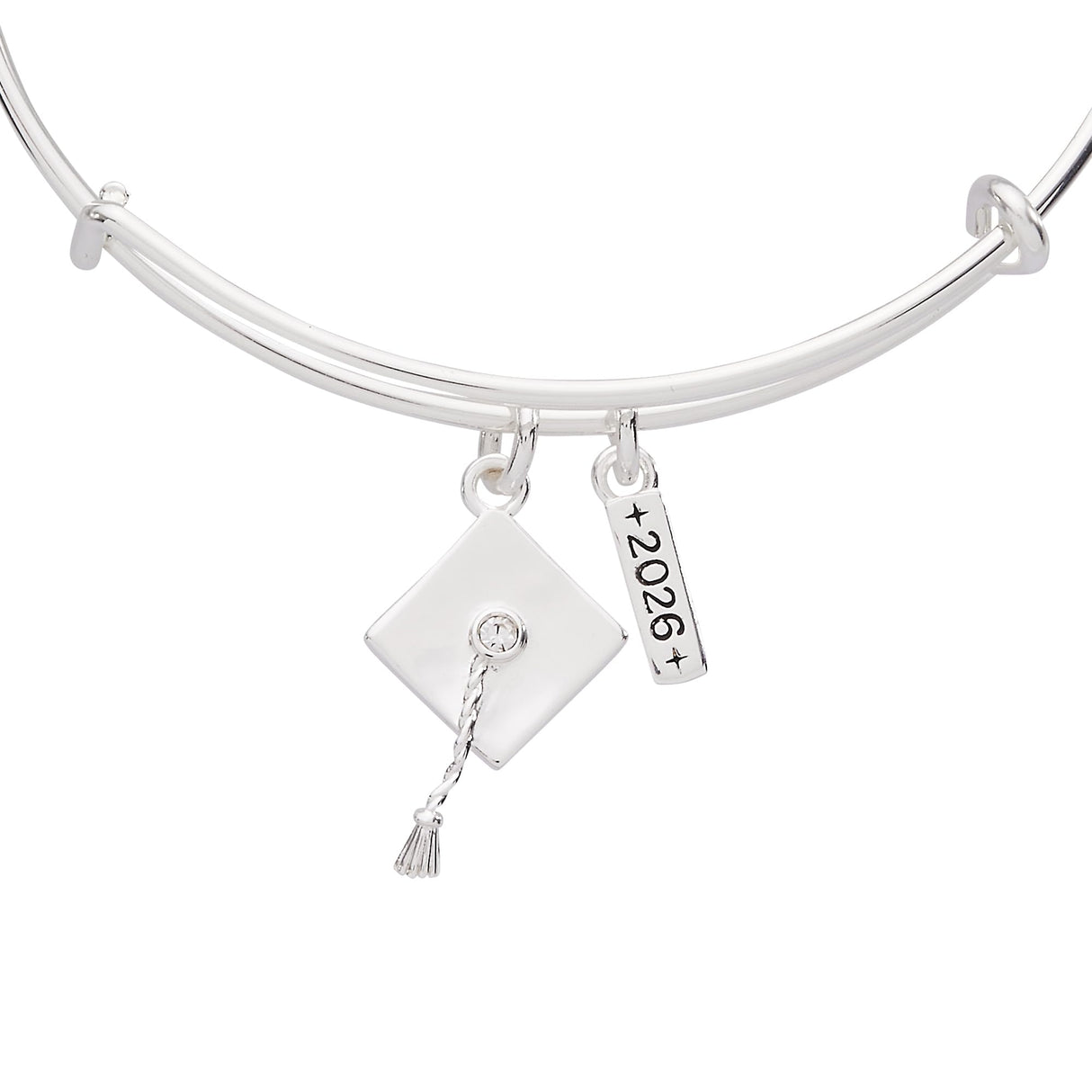 Alex and Ani Graduation 2026 Multi-Charm Bangle, Brass Shiny Silver