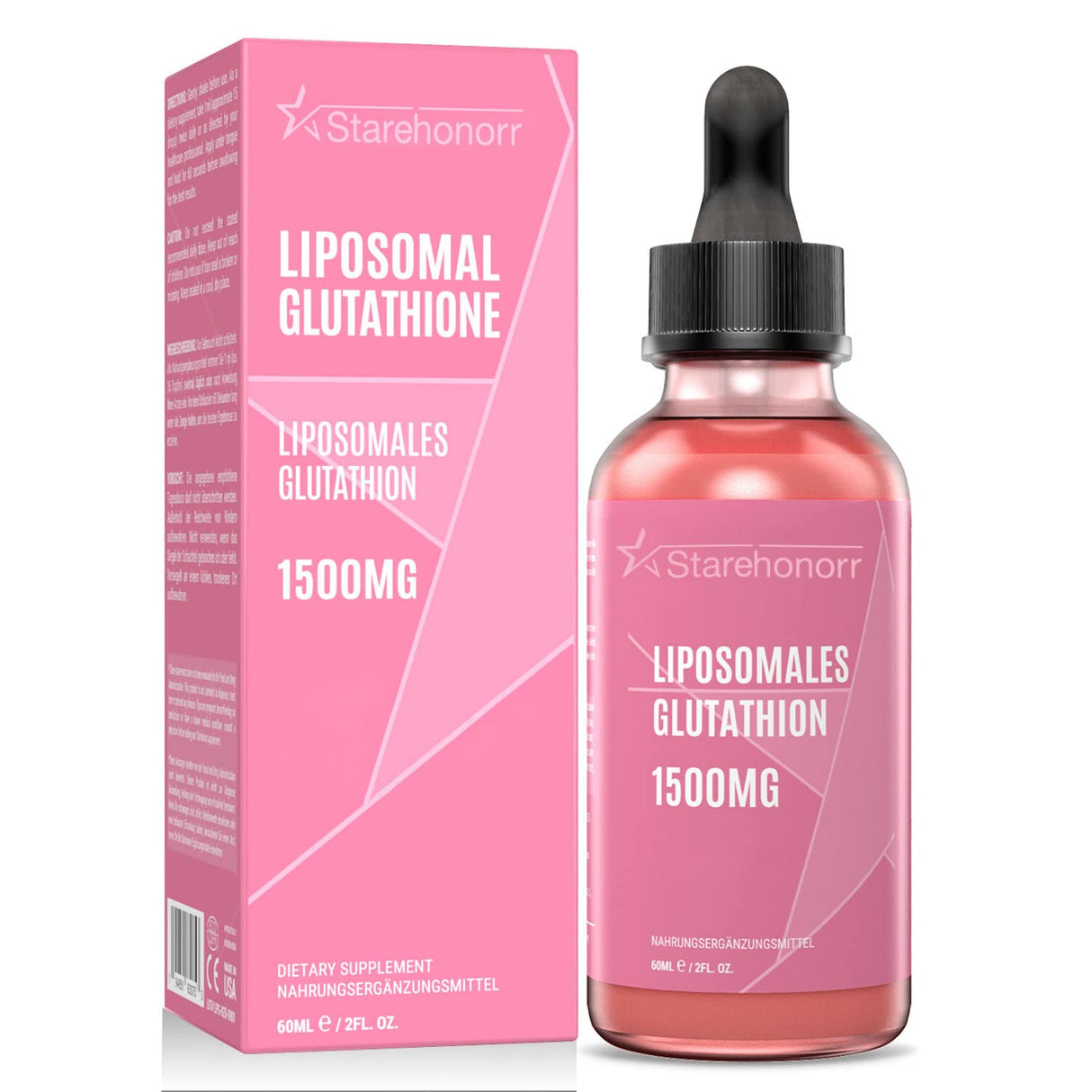 Starehonorr Liposomal Glutathione Liquid 1500 mg, Reduced Glutathione Supplement, 2.02 oz