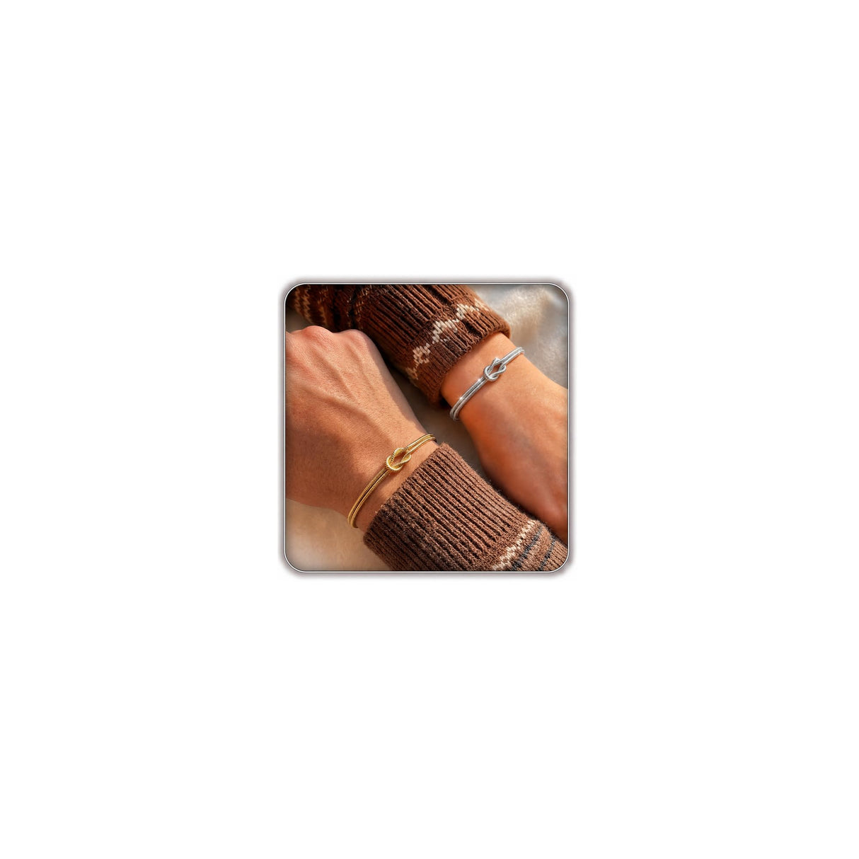 UVGVA Gold Silver Love Knot Bracelet, 18K Gold Plated Bracelets for Women
