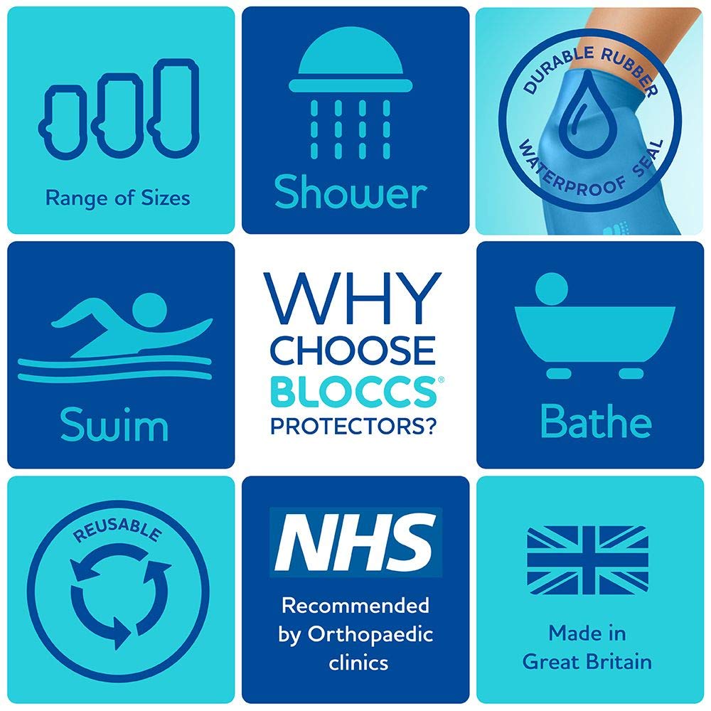 BLOCCS 100% Waterproof Cast Covers for Shower Leg- Swim Cover, Cast Bag for Bath. Durable Cast Sleeve for Swimming - #ASL74 - Adult Short Leg