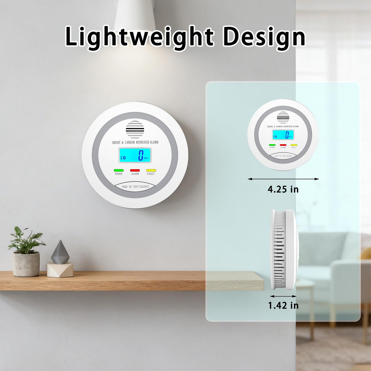2 in 1 Smoke and Carbon Monoxide Detector Alarm with Digital Display, LCD Screen, Audible and Visual Alert, Test/Silence Button, 3 Packs