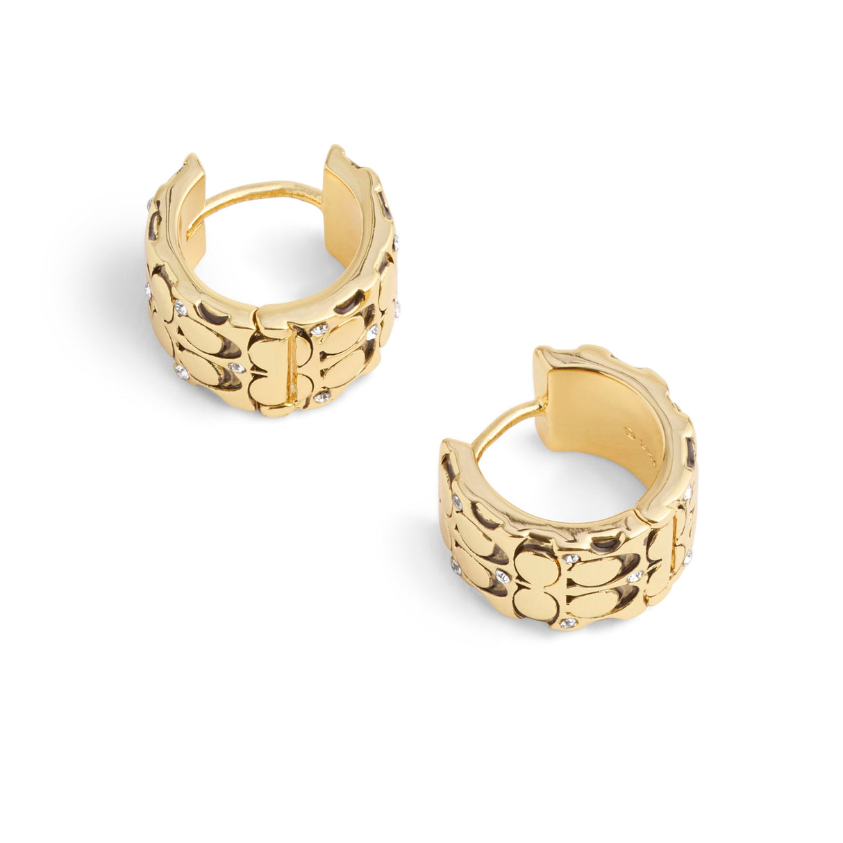 COACH Quilted C Huggie Earrings Golden One Size