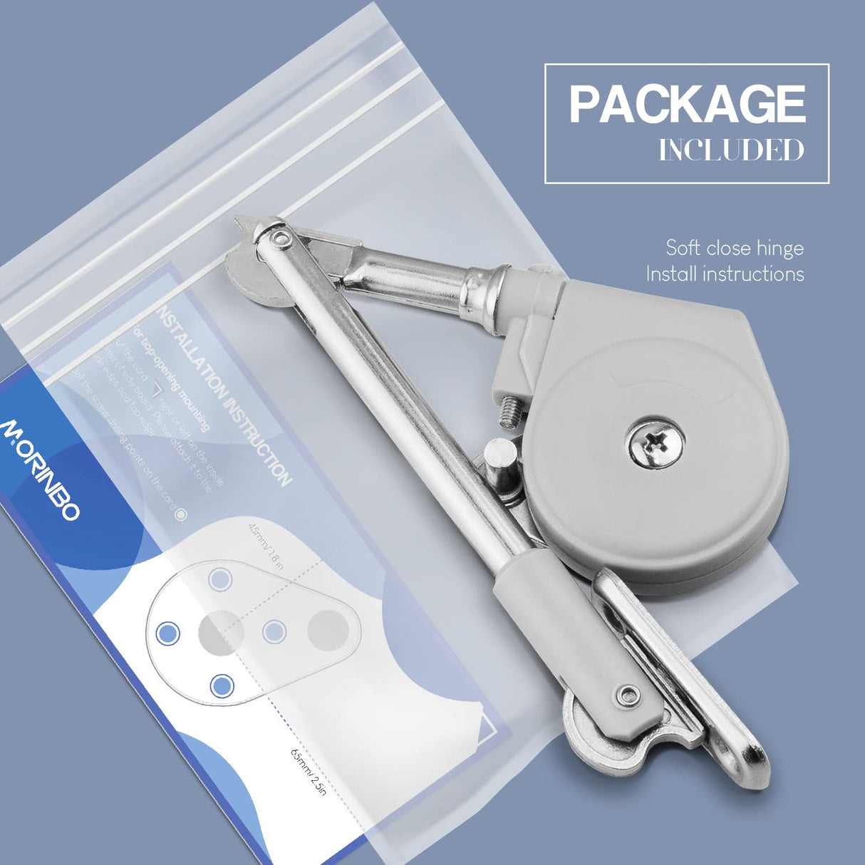 Morinbo Lid Stay 105 Degree Open with Soft Close, Lid Support for Toy Box and Upward Top-Opening Flap Doors, Easy to Install (Pack of 1)