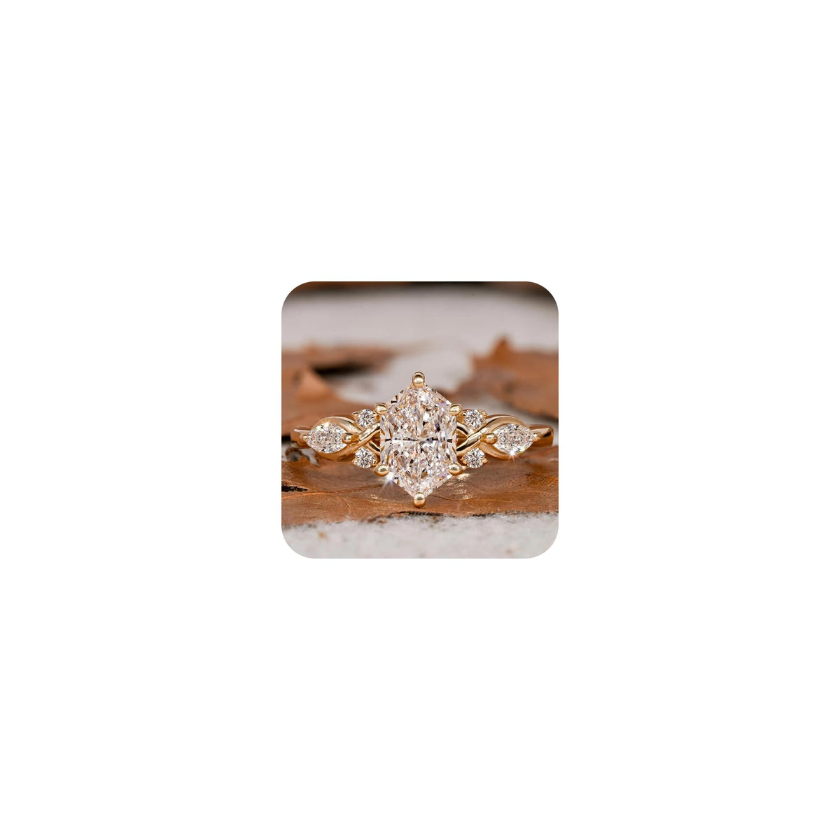 14K Gold Plated Marquise Cut Engagement Ring for Women, Wedding Promise Cubic Zirconia CZ Band Simulated Diamond Rings for Women's Size 7#