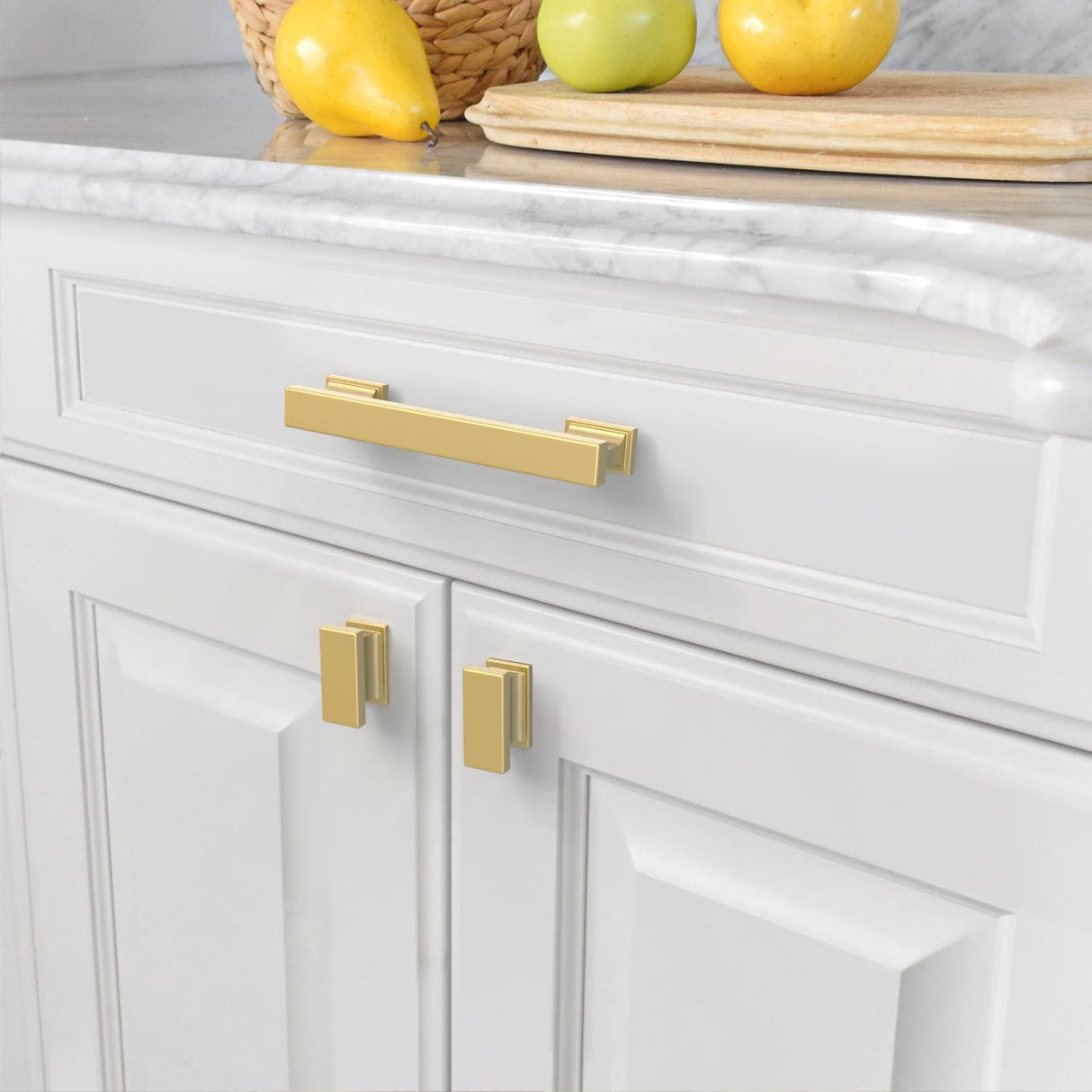 Amerdeco 10 Pack Brushed Gold Cabinet Pulls 3-3/4 Inch(96mm) Hole Center Drawer Pulls Cabinet Hardware Kitchen Cabinet Handles for Bathroom ZH00013