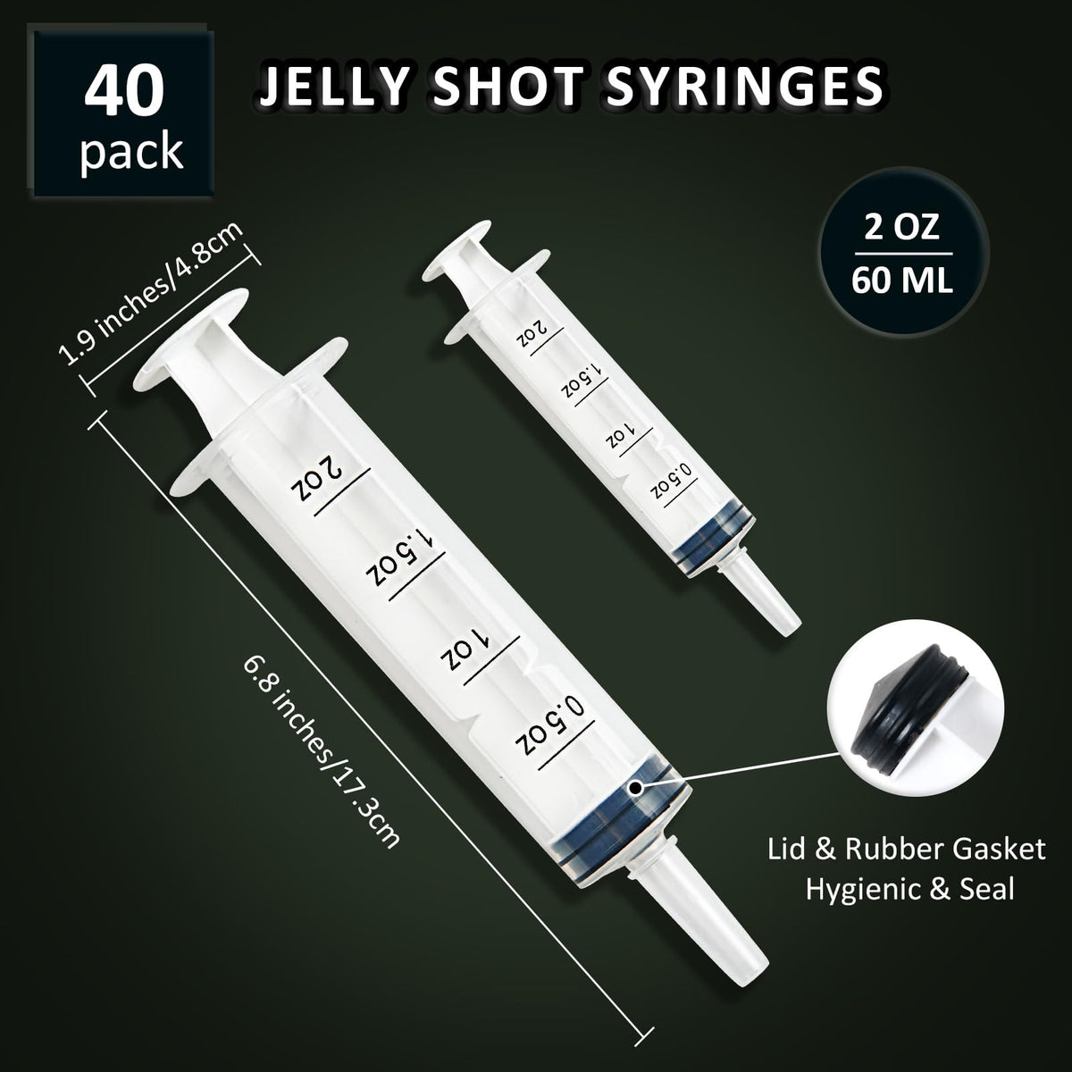 JOLLY PARTY 40 Pack Jelly Shot Syringes, 2 oz Jelly Shot Syringe With Caps