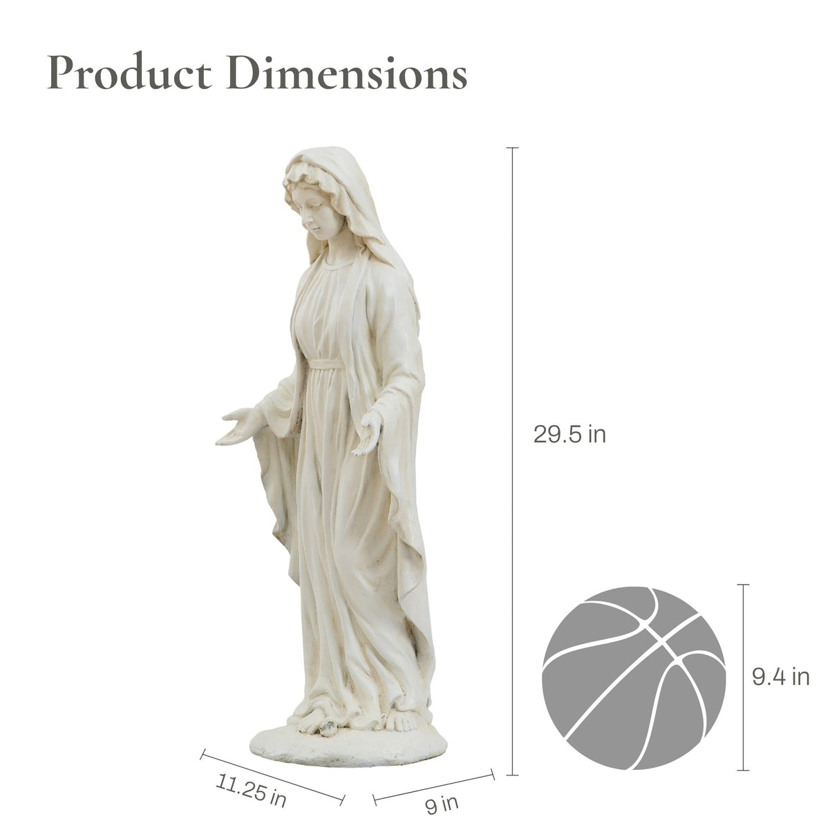 LuxenHome Virgin Mary Statue Outdoor, 29.5'' Large Outdoor Garden Statues