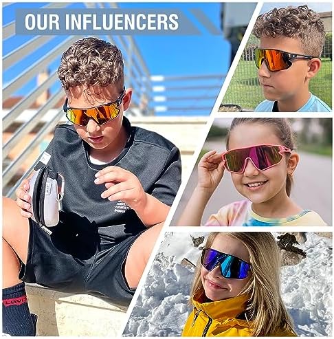 DUCO Kids Sunglasses Youth Baseball Sun Glasses Lightweight TR90 Frame UV400 Sports Cycling Shades for Boys Girls DK268