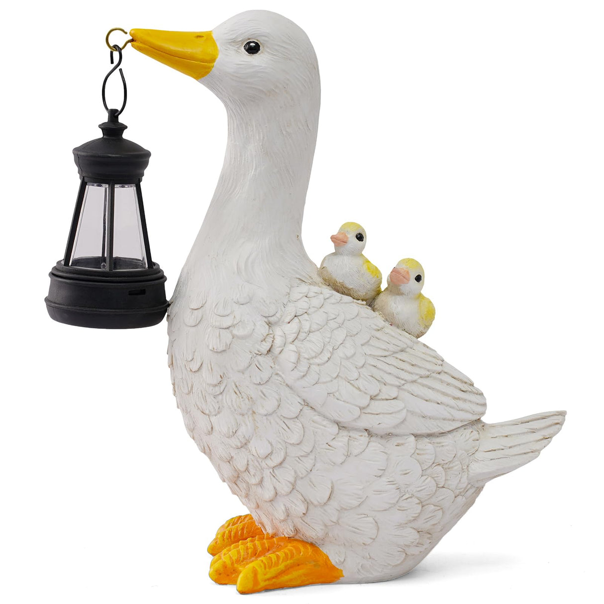 QZQRMZ Solar Powered Duck Garden Statue with LED Lights, Waterproof Resin, Outdoor Decor for Patio, Lawn, Yard, Pond (Style 1)