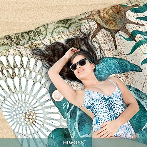 Beach Blanket Waterproof Sandproof Oversized 95”x 80”,Sand Free Beach Mat with Corner Pockets,Portable Mesh Bag for Beach Festival,Picnic,Travel and Outdoor Camping (Seaturtle)