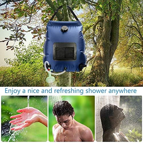 Solar Shower Bag | 5 Gal/20L Solar Heating Camping Shower Bag | Removable Hose | On-Off Switchable Shower Head | Ducha Portatil | Traveling Shower | Portable Shower for Beach Swimming, Hiking