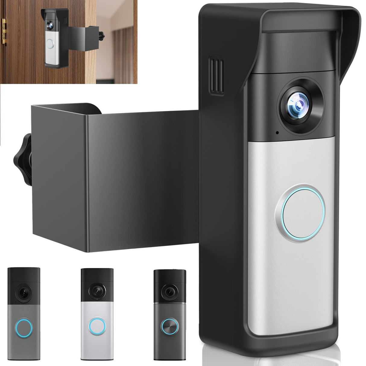 Anti-Theft Doorbell Mount Compatible with Ring Newest 2026 Battery Doorbell/Plus/Pro, No Drill Wireless Video Camera Doorbell Bracket with Rain Cover for Apartment Rental, Not for Security Door